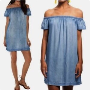 Cloth & Stone chambray, light denim, off the shoulder dress  Medium